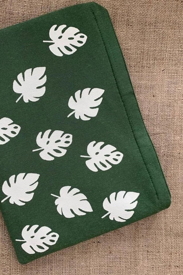 Ceviz Yeşili Monstera Desenli Portföy & Laptop Çanta