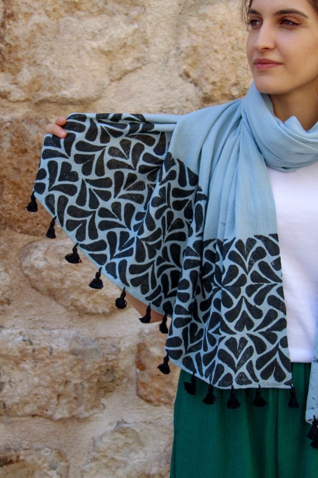 Damla Desenli Organik Pamuk Şal